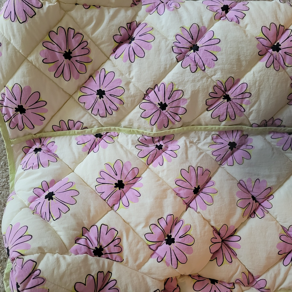 Zara Kids Lavender and Cream With A Hint If Green Floral Puffer Jacket